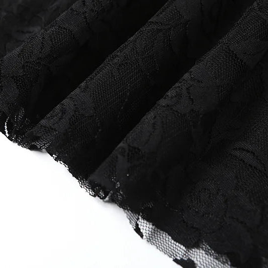 Y2K Goth Lace Corset Mini Dress view 6 | MAUVSTUDIO®