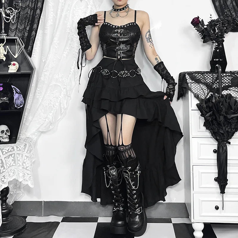 , Y2K skirt styled with a crop top