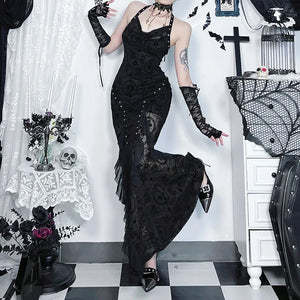 Y2K Goth Mermaid Maxi Dresses view 5 | MAUVSTUDIO®