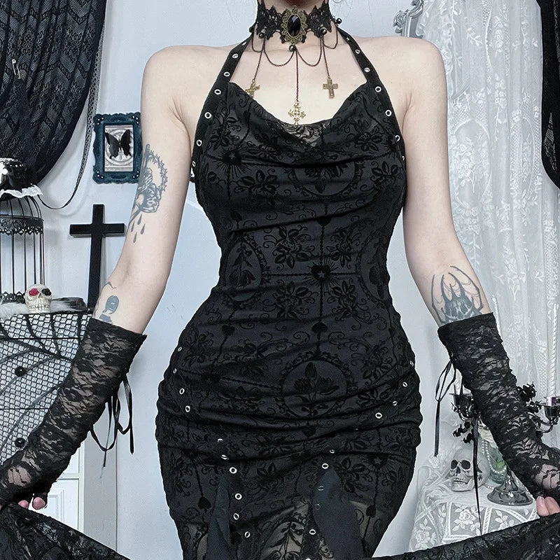 Y2K Goth Mermaid Maxi Dresses view 6 | MAUVSTUDIO®