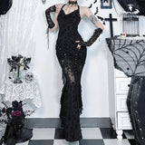 Y2K Goth Mermaid Maxi Dresses view 9 | MAUVSTUDIO®
