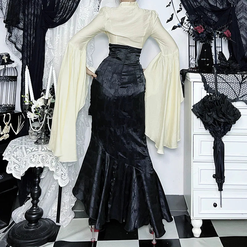 , Y2K skirt styled with a crop top