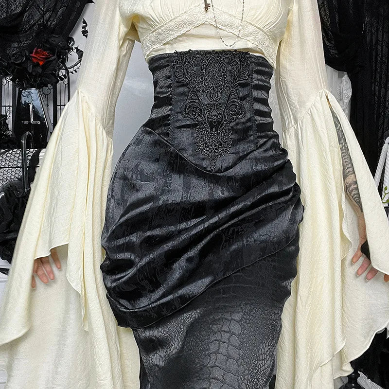 , Y2K skirt styled with a crop top