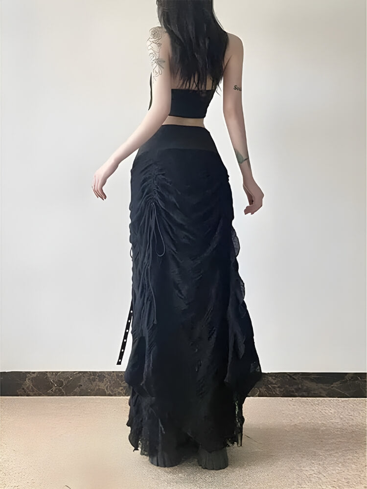, Y2K skirt styled with a crop top