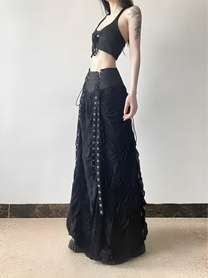 , Y2K skirt styled with a crop top