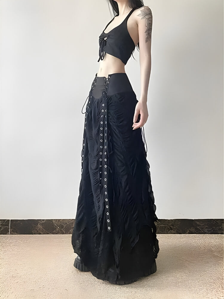 , Y2K skirt styled with a crop top