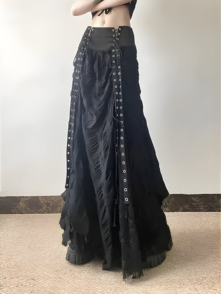 , Y2K skirt styled with a crop top