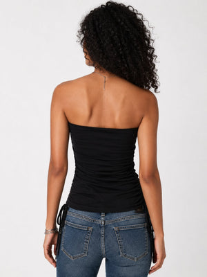 Y2K Goth Tube Top with printed graphic, Y2K tube top styled with low rise bottoms