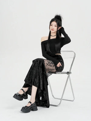 , Y2K skirt styled with a crop top