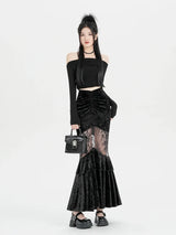 , Y2K skirt styled with a crop top