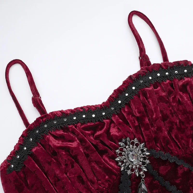 Y2K Goth Velvet Midi Dress view 5 | MAUVSTUDIO®