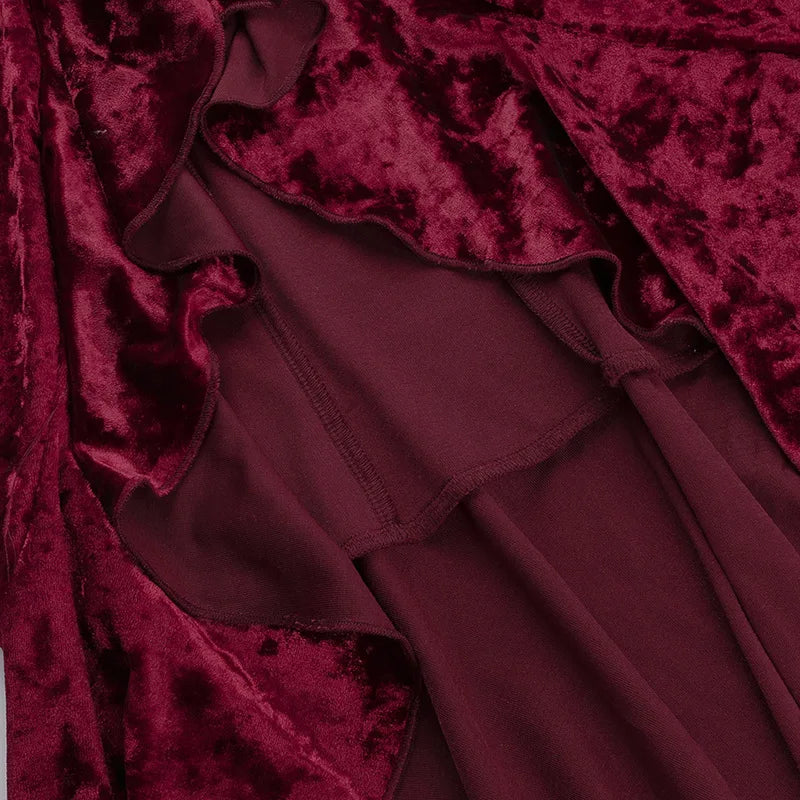 Y2K Goth Velvet Midi Dress view 8 | MAUVSTUDIO®