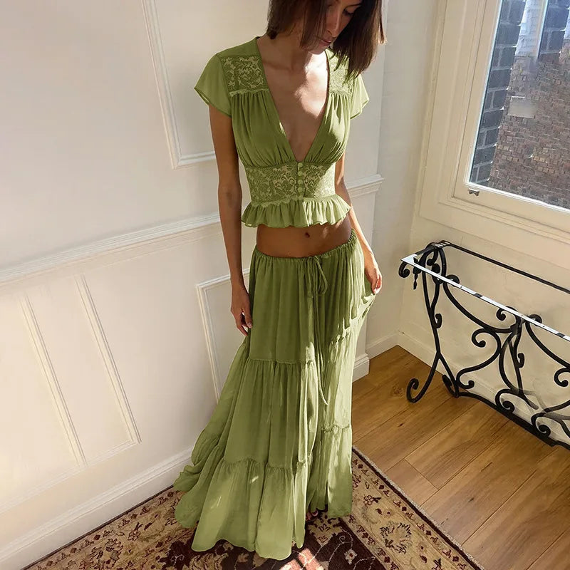 , Y2K skirt styled with a crop top