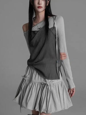 , Y2K skirt styled with a crop top