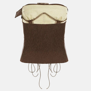 Y2K Grunge Faux Leather Corset Top with lace trim, Y2K corset styled with low rise bottoms