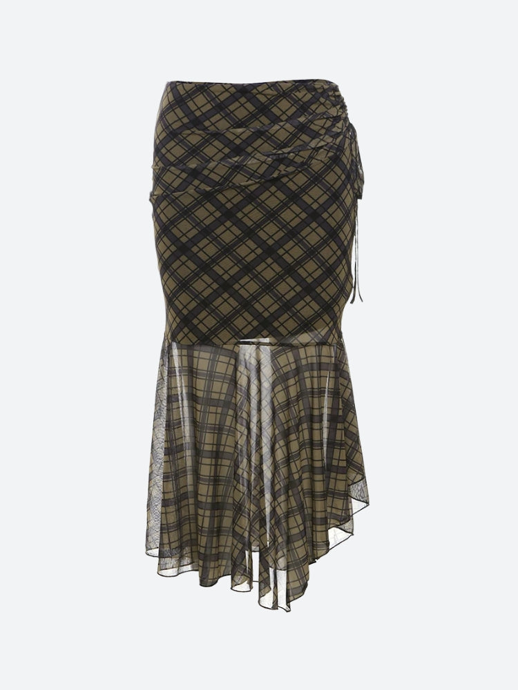 , Y2K skirt styled with a crop top