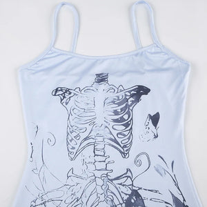 Y2K Grunge Skeleton Maxi Dress view 5 | MAUVSTUDIO®