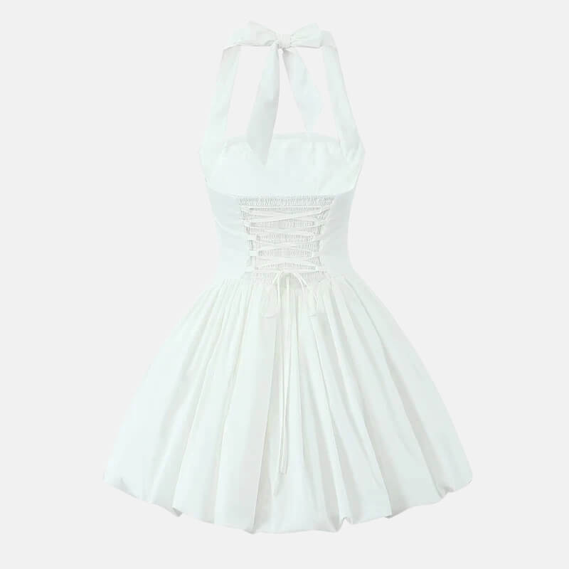 Y2K Halter Bubble Mini Dress view 4 | MAUVSTUDIO®