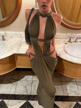 Y2K Halter Cut Out Maxi Dress view 9 | MAUVSTUDIO®