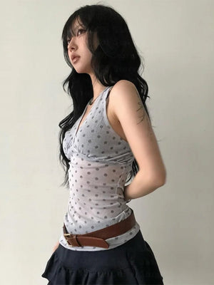 Y2K Halter Neck Polka Dot Top – MAUVSTUDIO®
