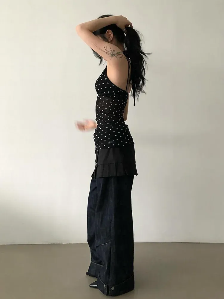 Y2K Halter Neck Polka Dot Top – MAUVSTUDIO®