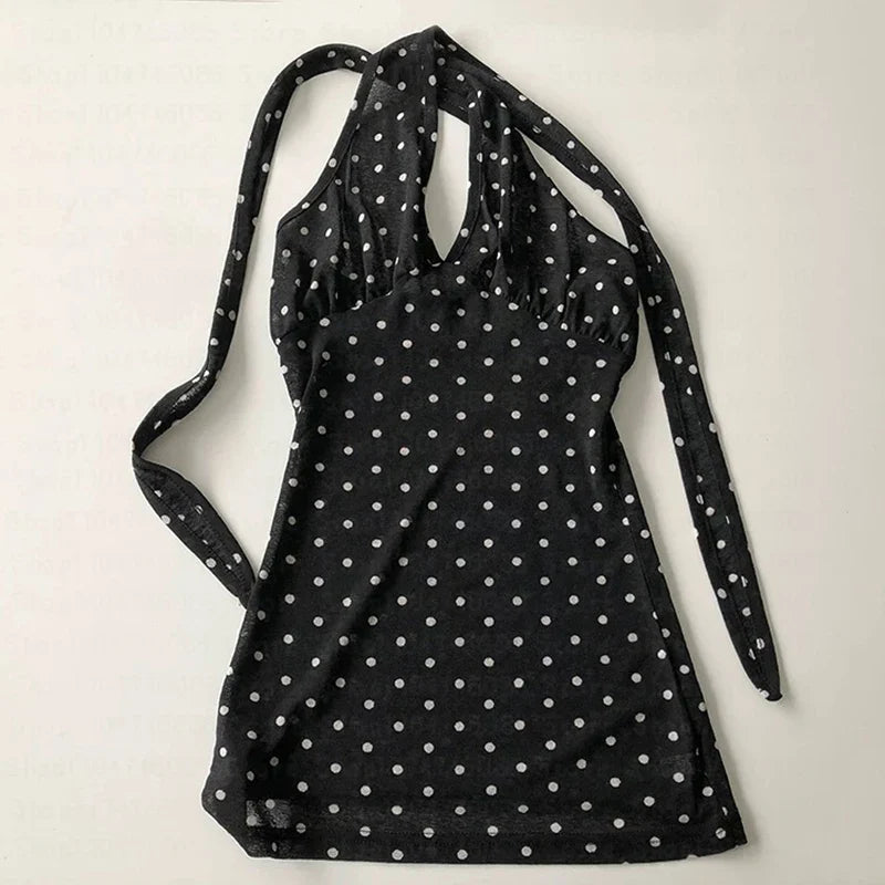 Y2K Halter Neck Polka Dot Top – MAUVSTUDIO®