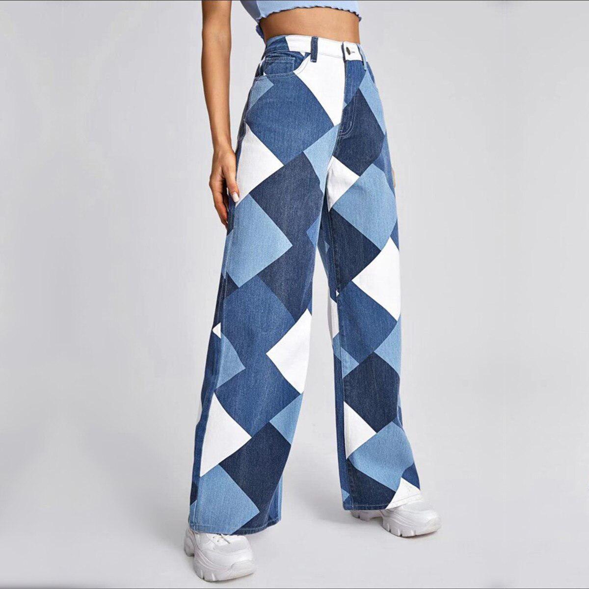 Y2K Harlequin Wide Leg Jeans-MAUV STUDIO