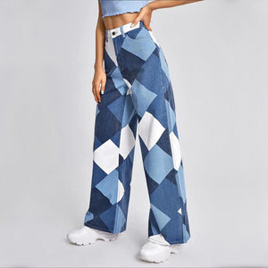 Y2K Harlequin Wide Leg Jeans-MAUV STUDIO