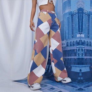 Y2K Harlequin Wide Leg Jeans-MAUV STUDIO