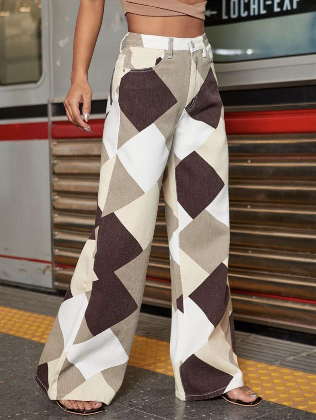 Y2K Harlequin Wide Leg Jeans-MAUV STUDIO