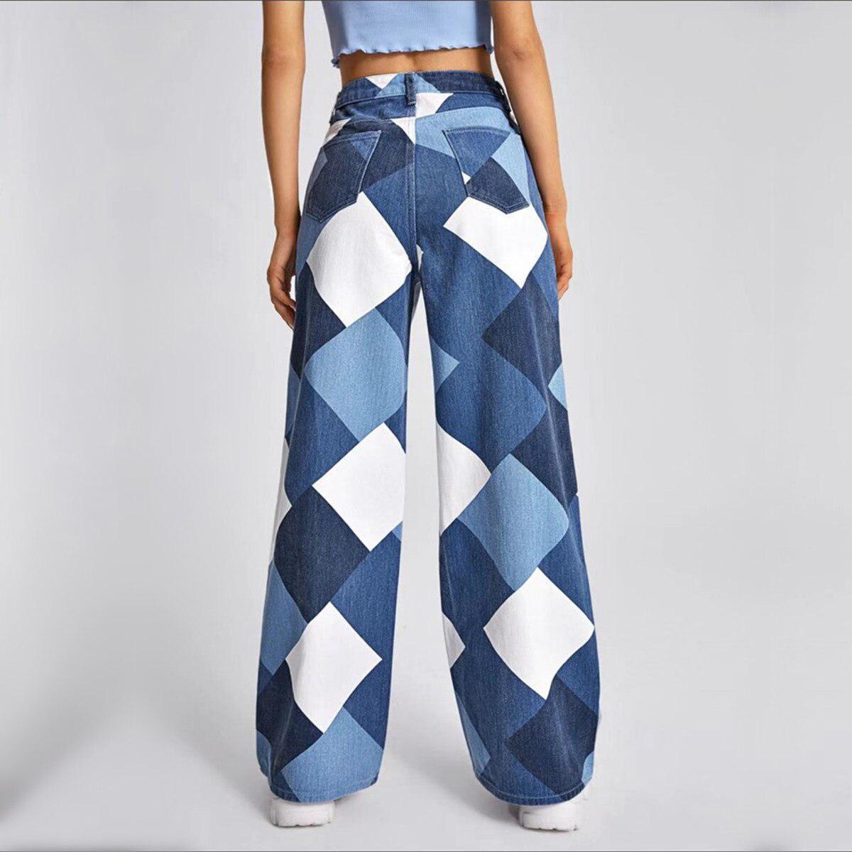 Y2K Harlequin Wide Leg Jeans-MAUV STUDIO