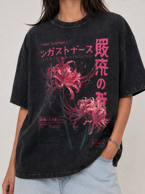 Y2K Japanese Graphic Tee with printed graphic, Y2K graphic tee styled with low rise bottoms