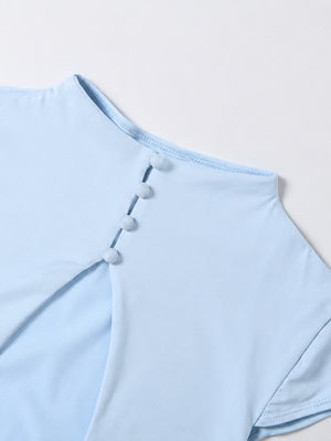 Y2K Keyhole Top with cropped cut, Y2K crop top styled with low rise bottoms