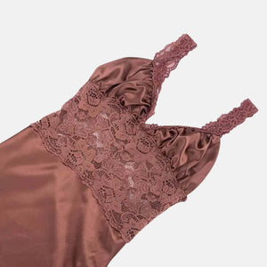 Y2K Lace Bust Satin Maxi Dress view 3 | MAUVSTUDIO®