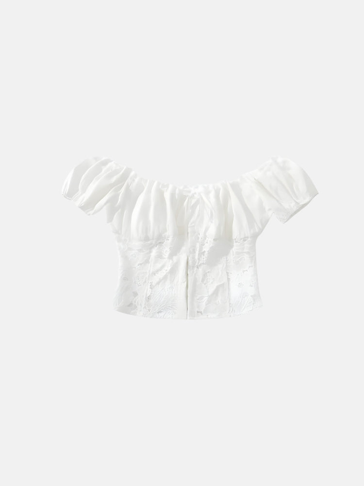 Y2K Lace Milkmaid Crop Top with lace trim, Y2K crop top styled with low rise bottoms