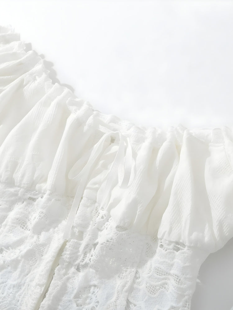 Y2K Lace Milkmaid Crop Top with lace trim, Y2K crop top styled with low rise bottoms