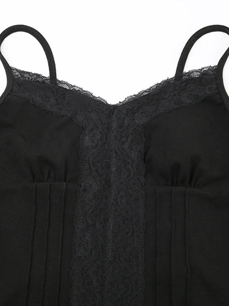 Y2K Lace Panel Top with lace trim, Y2K tube top styled with low rise bottoms