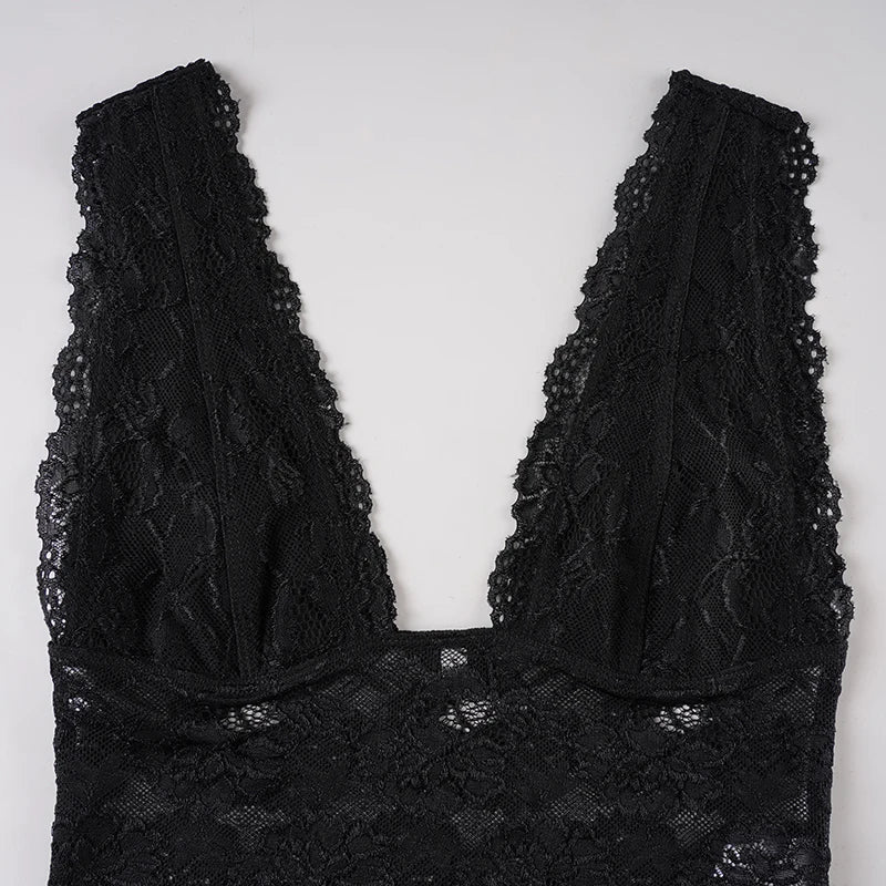Y2K Lace Plunge Top with lace trim, Y2K tube top styled with low rise bottoms