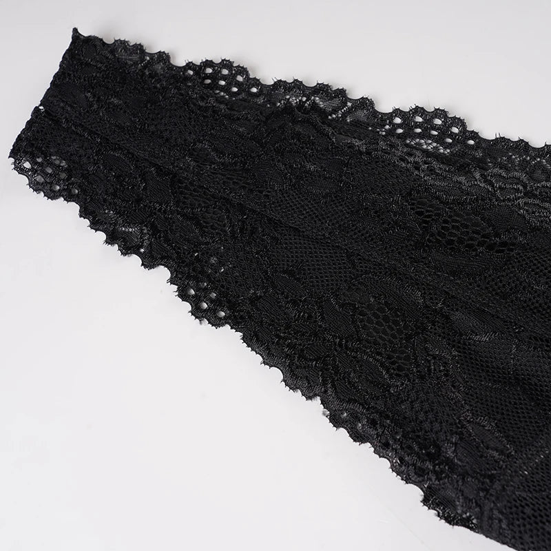 Y2K Lace Plunge Top with lace trim, Y2K tube top styled with low rise bottoms