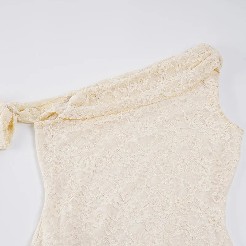 Y2K Lace Ruffle Mini Dress view 5 | MAUVSTUDIO®