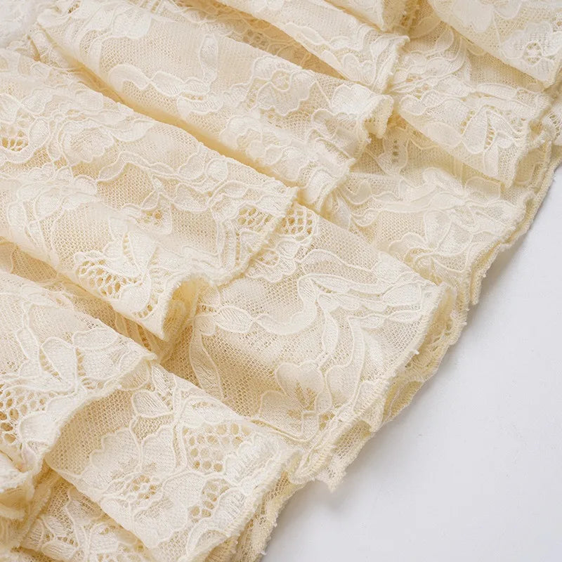 Y2K Lace Ruffle Mini Dress view 7 | MAUVSTUDIO®