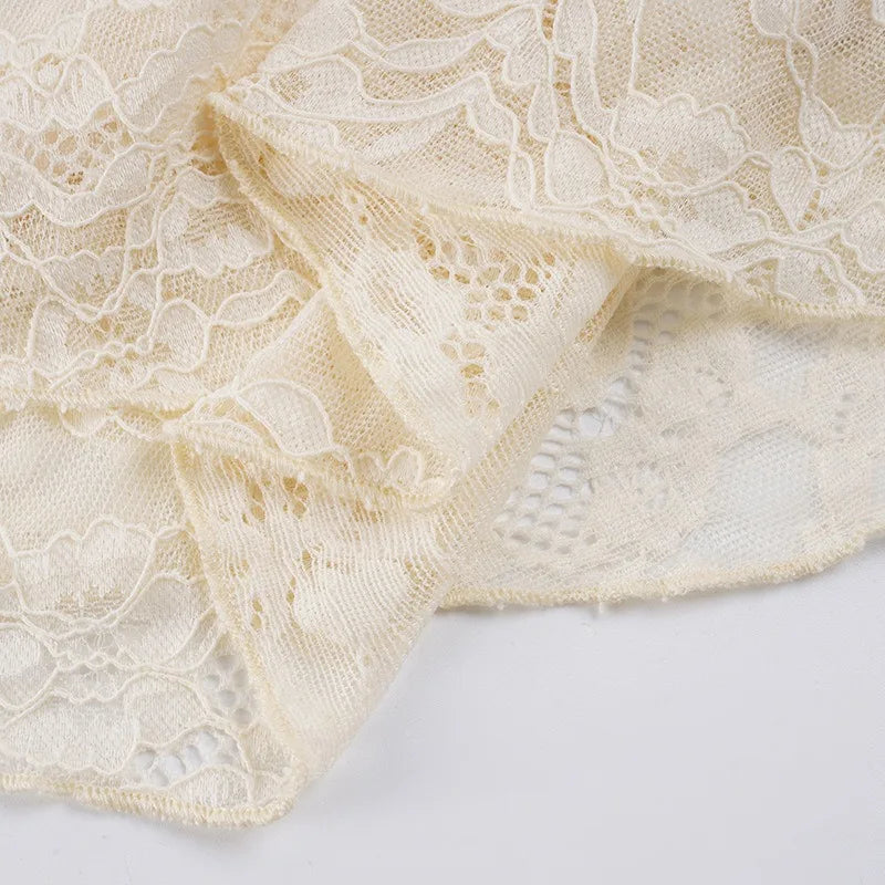 Y2K Lace Ruffle Mini Dress view 8 | MAUVSTUDIO®
