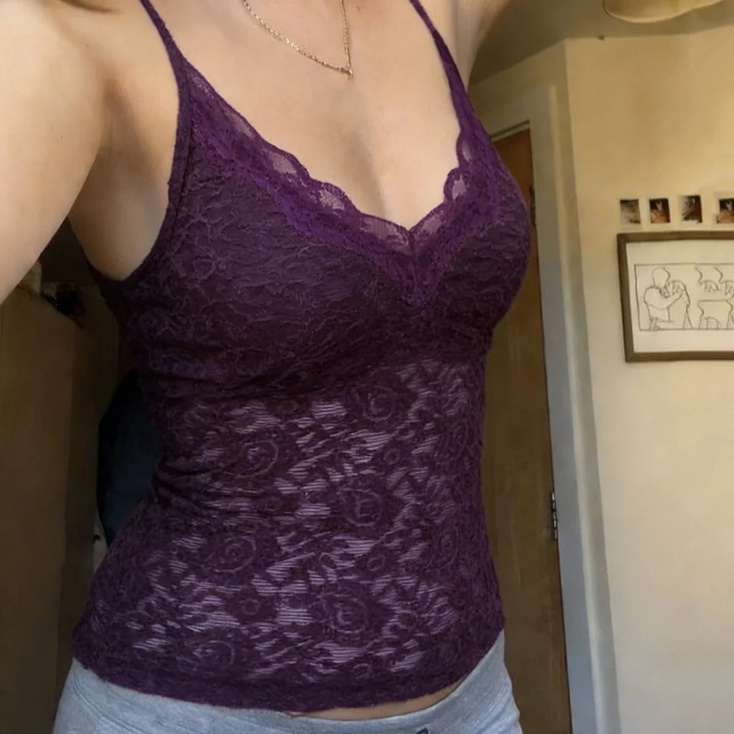 Y2K Lace Scalloped Top with lace trim, Y2K tube top styled with low rise bottoms