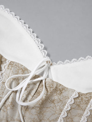 Y2K Lace & Tie Top with lace trim, Y2K tube top styled with low rise bottoms