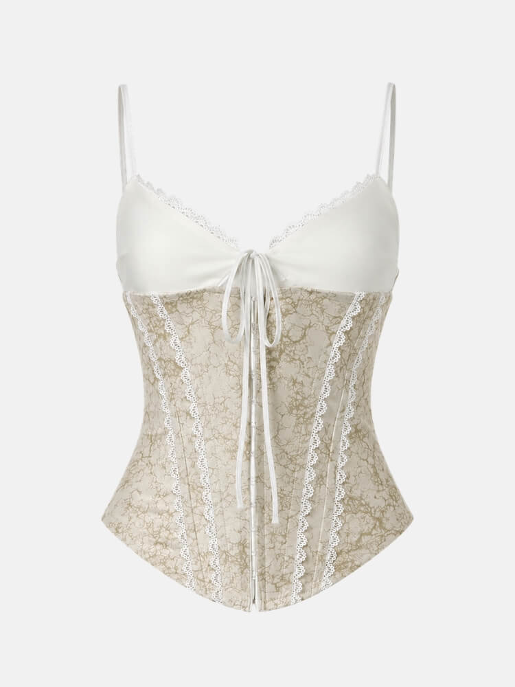 Y2K Lace & Tie Top with lace trim, Y2K tube top styled with low rise bottoms