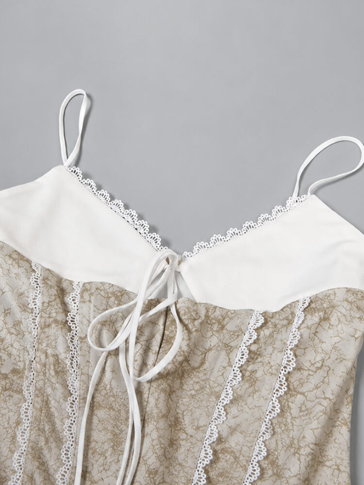 Y2K Lace & Tie Top with lace trim, Y2K tube top styled with low rise bottoms