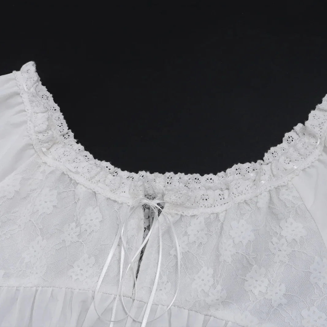 Y2K Lace Trim Babydoll Dress view 5 | MAUVSTUDIO®