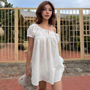 Y2K Lace Trim Babydoll Dress view 10 | MAUVSTUDIO®