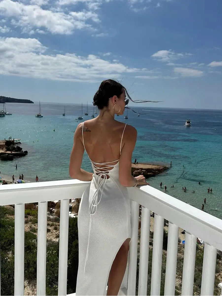 Y2K Lace Up Bodycon Midi Dress view 5 | MAUVSTUDIO®