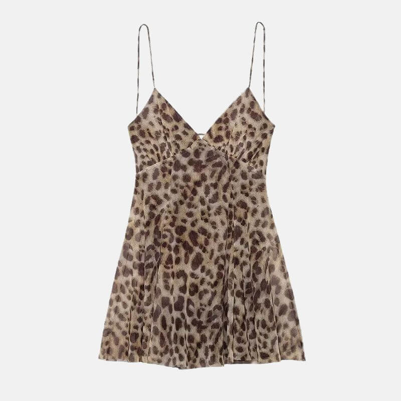 Y2K Leopard Lace Up Mini Dress view 8 | MAUVSTUDIO®